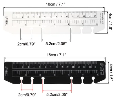 Produktbild von 7.1"x1.6" Lesezeichen Lineal 10 Pack Steckbar Lineal Seitenmarker Buchzeichen Messger?te fš¹r A6 Gr??e 6-Loch Bindemittel Notebook Schwarz Klar