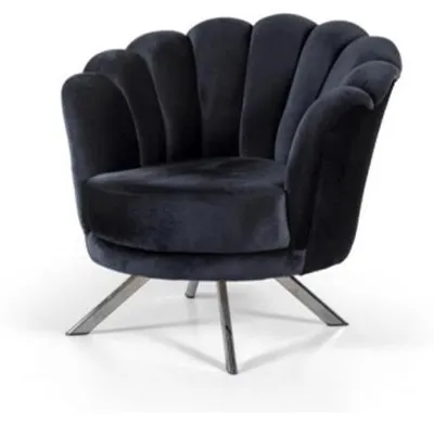 Productafbeelding van Cocktailstoel, fauteuil, orenstoel, gestoffeerde stoel, zwart, beklede zitting