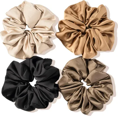 Image de Lolalet Élastiques en satin de soie pour cheveux pour femmes, Élastique, 4 couleurs