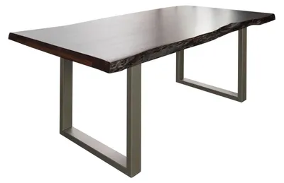 Produktbild von MASSIVMOEBEL24.DE Baumtisch Akazie 220x100x77 braun lackiert / U-Beine silber matt FREEFORM 5