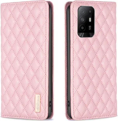 Image de OPPO A94 5G Housse, élégant style book flip cuir porte-cartes Housse avec support pour OPPO A94 5G F19 Pro Plus Ren5 Z 5G Rose