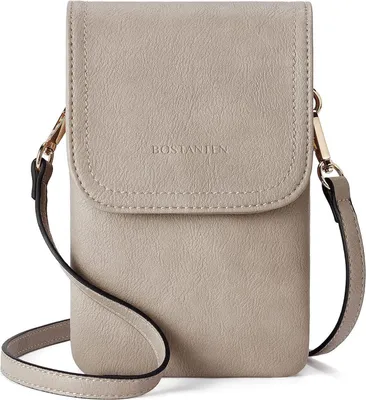 Produktbild von BOSTANTEN Damen Handytasche Umhängetasche, Kunstleder Designer Grau