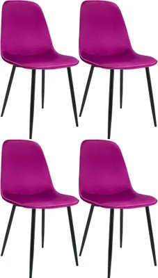 Produktbild von CLP 4er Set Esszimmerstuhl Maryam gepolstert mit Rückenlehne lila Material Samt