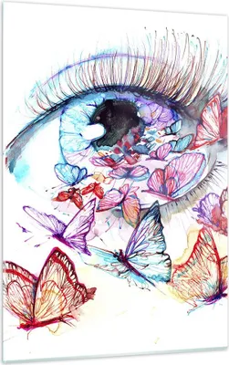 Produktbild von Bilder auf glas - Einteilig - Auge Butterflys Fantasie Fantasie - 50x70cm - Glasbilder - Wandbilder - Bilder - Wanddekoration aus Glas - Glas Bilder - Wandbild auf Glas - GPA50x70-3096