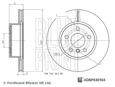 Produktbild von 2x BLUE PRINT Bremsscheibe ADBP430164 vorne für BMW 3 Limousine (G20) 66mm 6 8kg
