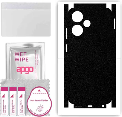 Produktbild von apgo Rückseite + Seiten Schutzfolie, Skin, kompatibel mit Infinix Hot 30 Play, Hinten Displayschutzfolie aus Vinylfolie, kratzfest, einfache Montage - Mattschwarz