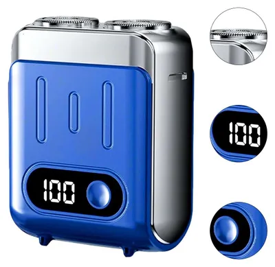 Produktbild von 2026 Mini Elektrorasierer Herren, tragbar, USB-C Schnellladung, IPX7 wasserdicht, LED Akkuanzeige, trocken & nass Rasur, Reisen & Büro