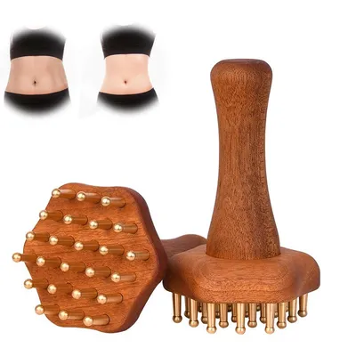 Produktbild von Kupfer Massagegerät Holz, Lymphmassage Körperentspannung, Ganzkörper Massage für Rücken Bauch Beine, 24 Zähne, Spa & Wellness Anwendung