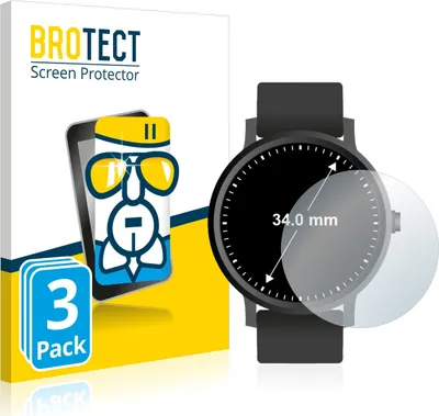 Produktbild von 3x BROTECT Schutzglas für Kreisrunde Displays (ø: 34 mm) Schutzfolie Panzer Folie Glas Display Schutz klar