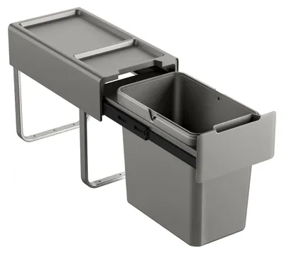 Produktbild von Einbau-Mülleimer Abfalleimer Einbaumülleimer - 22 Liter - 1 Fach - Ausziehbar - Grau