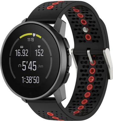 Produktbild von Strap-it Suunto 9 Peak Silikonarmband (Schwarz/Rot)