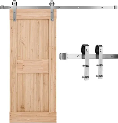 Image de Système de porte coulissante 150kg - Ferrure de porte coulissante avec rail de 1,5m en argent - Système de porte pour charges lourdes