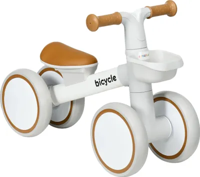 Image de Vélo d'équilibre, selle réglable, quatre roues silencieuses, couleur : blanc