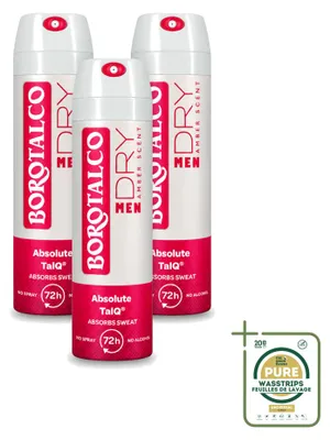 Obrázok produktu pre 3 x Deodorant Borotalco Men Amber vo spreji - 150 ml - Balenie s 3 kusmi