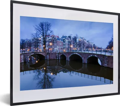 Produktbild von MuchoWow® MuchoWow® Gerahmtes Poster Amsterdam - Winter - Wasser 40x30 cm - Poster mit zchwarzem Bilderrahmen - Bilderrahmen - Poster im Rahmen