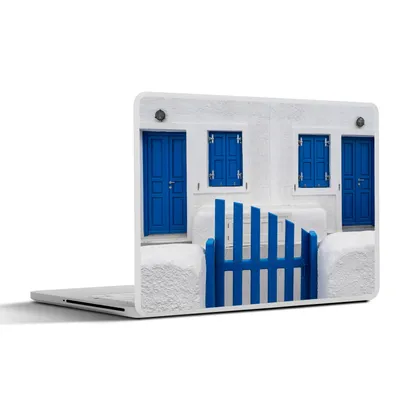 Produktbild von MuchoWow® Laptop Aufkleber Sticker Cover Haus - Architektur - Blau - Weiß 32.5x23.5 cm - Sticker für Laptop - Selbstklebend