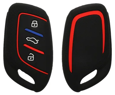 Productafbeelding van kwmobile sleutelbescherming voor MG 3-knops sleutel ZS MG4 MG5 MG6 - autosleutelbescherming van siliconen - sleutelhanger in zwart, rood of blauw