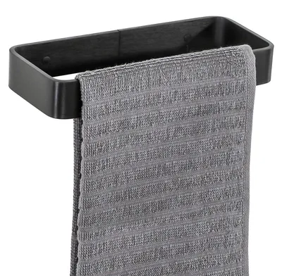 Obrázok produktu pre Držiak na uteráky, nástenný, čierny, 20 cm, samolepiaci
