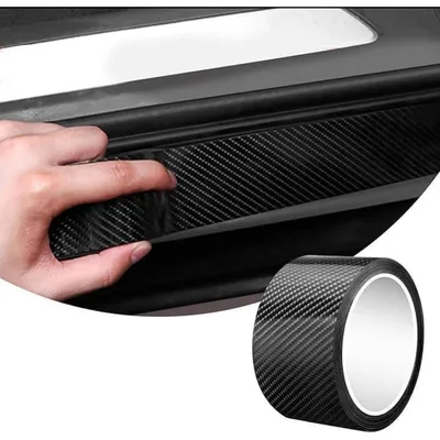 Obrázok produktu pre Karbonová fólia na auto, 7 cm x 3 m, čierna, nálepka z uhlíkových vlákien, ochranná fólia na prahy