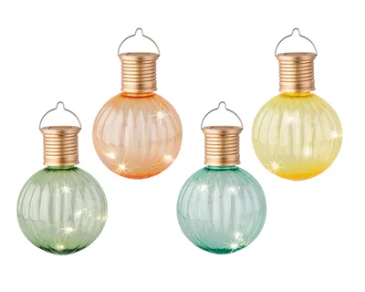 Produktbild von Solar Gartenleuchte LED Kugel Glühbirne 8x11cm Warmweiß 4er Set