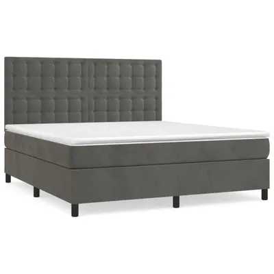 Produktbild von Boxspringbett mit Matratze Dunkelgrau 160x200 cm Samt