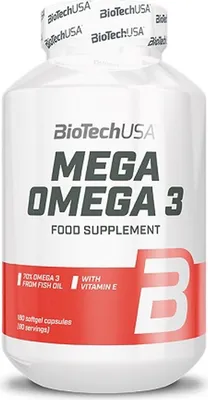 Obrázok produktu pre BioTech USA Mega Omega 3 180 kapsl / Omega 3 mastn kyseliny / Omega 3 mastn kyseliny s vnimonm 70% obsahom mastnch kyseln