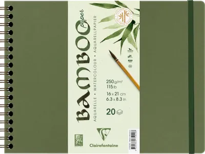 Produktbild von Clairefontaine spiralgebundes Skizzenbuch 20 Blatt Bambuspapier 21x16cm 975929C