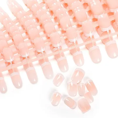 Produktbild von Künstliche Nägel zum Aufkleben, kurz, natur, rund, Holo, 240 Stück, dunkelrosa