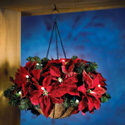 Weihnachtsblumenkorb LED Hängende Girlande Künstlicher Blumenkorb Hängende Anhänger für Festival Wohnkultur