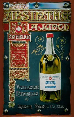 Produktbild von Blechschild Absinthe A. Junod Absinth Schild nostalgisches Reklameschild