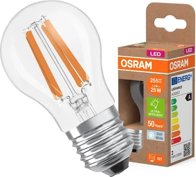 Zdjęcie produktu dla Żarówka LED P45 Kulka E27 1.2W = 25W 255lm 4000K Neutralna 330° 213lm/W CLASSIC ENERGY EFFICIENCY Osram
