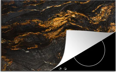 Produktbild von KitchenYeah© Herdabdeckplatte Marmor - Limette - Schwarz - Gold - Marmoroptik - Luxus , 81x52cm, Küche Deko, Glaskeramikkochfeld Herdabdeckung, Abdeckplatte fùr Kochfeld