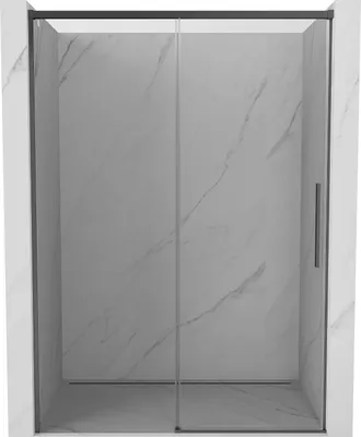 Image de Porte de douche coulissante Mexen Rox 140 cm, transparente, brossée en Gun Gray - 8C2-140-000-66-00