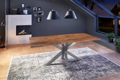 Produktbild von Esstisch Baumkante massiv Akazie nussbaum 200 x 100 silber FELINA