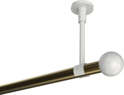 Produktbild von Interdeco Gardinenstange / Vorhangstange Messing Antik / Weiß, Typ Sonette Luino (Kugel) ohne Ringe, Deckenmontage, 20 mm Ø 1-läufig, 320 cm