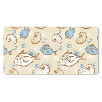Produktbild von MuchoWow® Schreibtischunterlage Fisch - Muscheln - Pastell - Design - Vintage 80x40 cm - XXL Mauspad - Gaming Mauspad