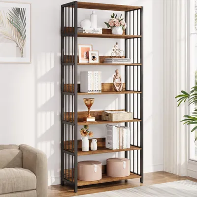 Image de Étagère bibliothèque, 190 cm, modèle autoportant avec 6 étagères, étagère de rangement de style industriel