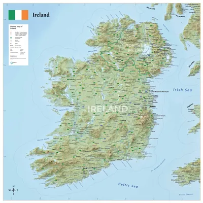 Produktbild von GeoMetro XL physische/politische Irlandkarte (90 x 90cm) mit beidseitiger Laminierung