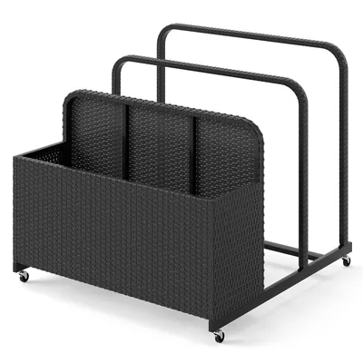 Produktbild von COSTWAY Pool Aufbewahrungskorb mit Rollen, Polyrattan Aufbewahrungsbehälter, Aufbewahrungsbox für Schwimmhilfen, Kissen, Rettungswesten, Bälle Schwarz