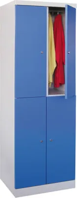 Produktbild von Spindschrank m. Sockel - 8 Fächer - 1.800x600x500 mm (HxBxT) - Zylinderschloss - lichtgrau/enzianblau