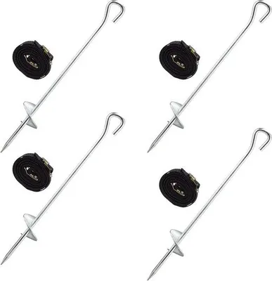 Produktbild von Famanu Grundanker Set für Trampoline - 8-teilig, verzinkte Stahlanker, schwarz/silber