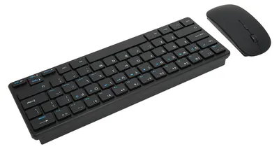 Obrázek produktu pro Bezdrátová sada klávesnice a myši 2,4 GHz – ergonomická klávesnice s 64 klávesami a USB myš s nastavitelným rozlišením 3000 DPI pro stolní počítače a tablety