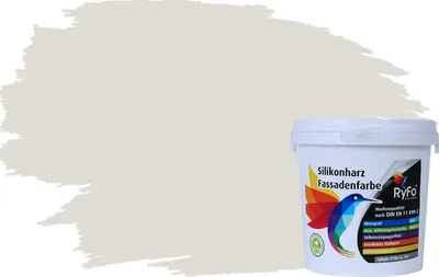 Produktbild von RyFo Colors Silikonharz Fassadenfarbe Lotuseffekt Trend Weißgrau 1l - bunte Fassadenfarbe, weitere Grau Farbtöne und Größen erhältlich, Deckkraft Klasse 1