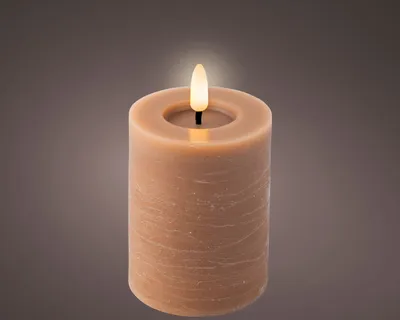 Image de Bougie Led Marbre Marron Réalisme Cire & Sécurité Led - Lumineo