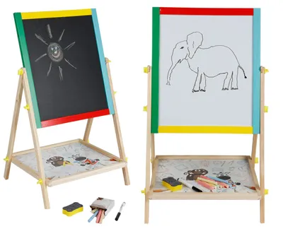 Image de Tableau de jeu double face Tableau noir & tableau blanc 40x65x33cm Tableau pour enfants