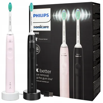 Zdjęcie produktu dla 2X Szczoteczka Soniczna Philips Sonicare Hx3675/15 Dwupak Różowa I Czarna