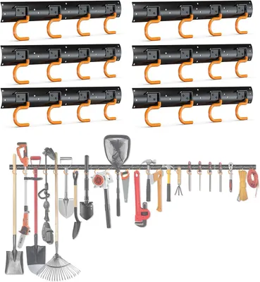 Obrázok produktu pre Držiak na záhradné náradie 6 x 42 cm, oceľ a PVC, pre uskladnenie záhradného náradia