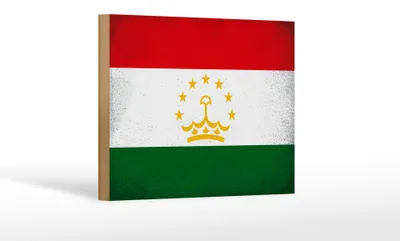Produktbild von Holzschild Flagge Tadschikistan 18x12cm Tajikistan Vintage Dekoration