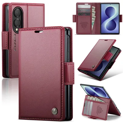 Obrázek produktu pro Pouzdro pro Samsung Galaxy Z Fold 8, RFID Blokování Karet, Pokročilé Flip Kožené Pouzdro s Funkcí Stojánku červené