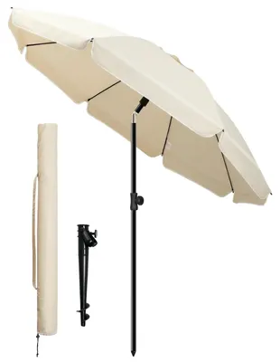 Produktbild von VOUNOT® Sonnenschirm Strandschirm 200cm mit Tragetasche und Bodenanker Beige